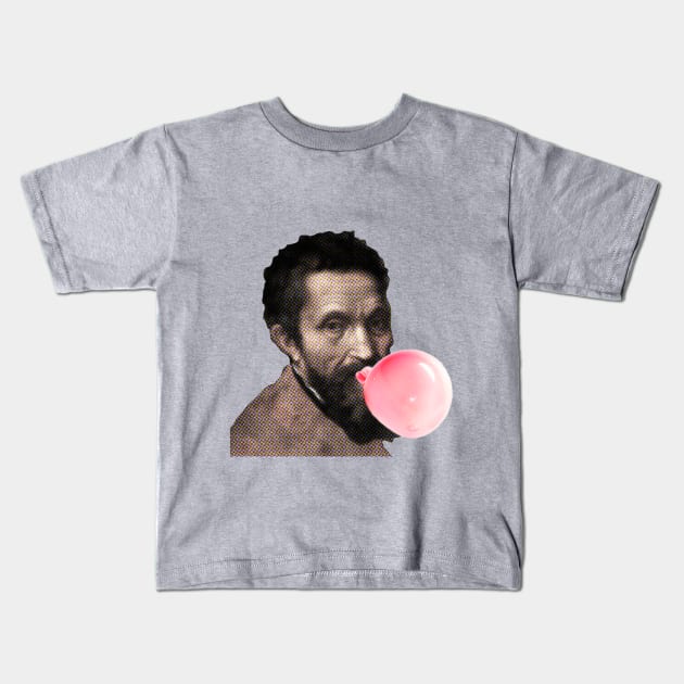 Michael angelo with pink bubble gum Kids T-Shirt by ZOO OFFICIAL